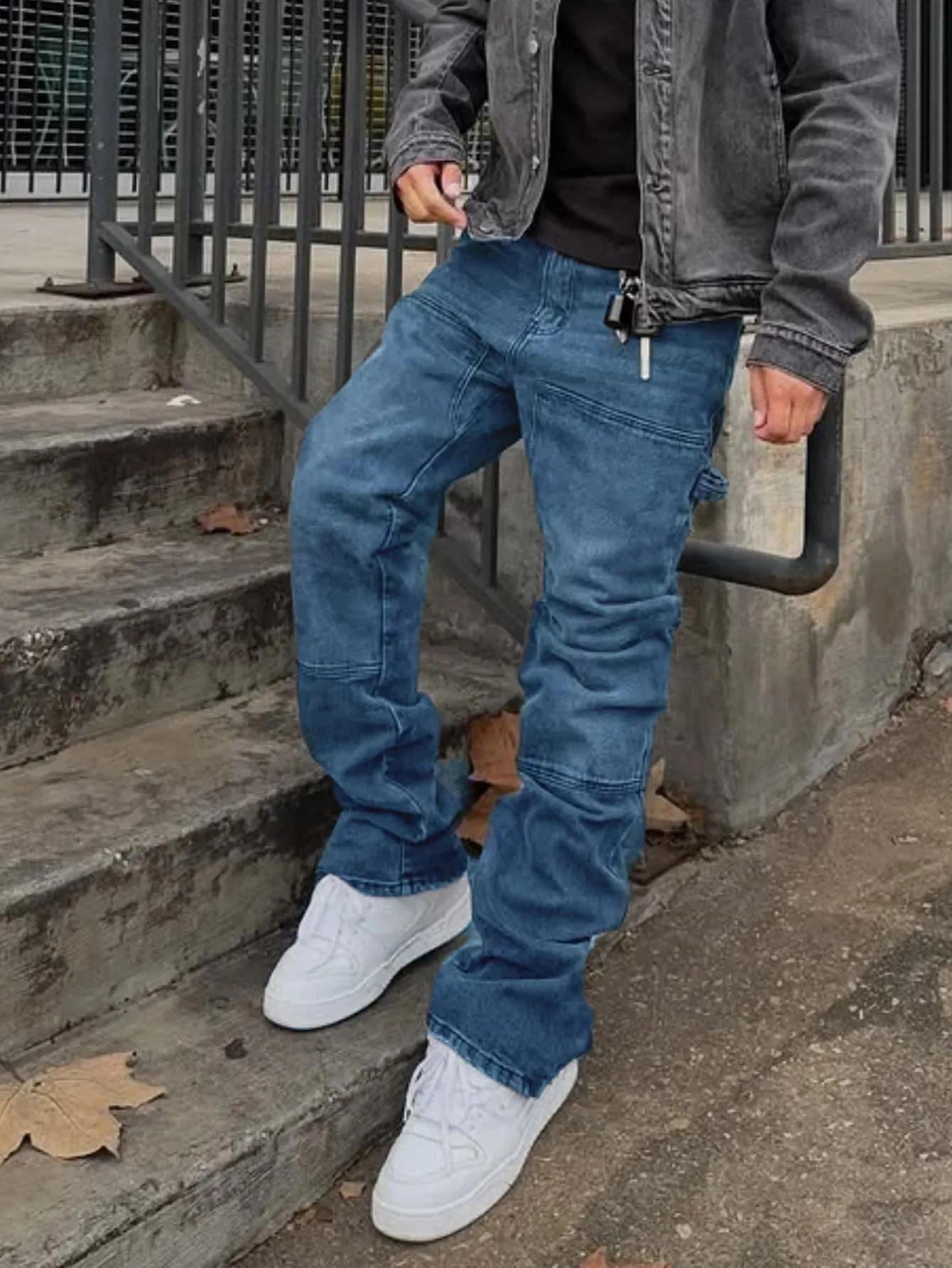 2026 European American Style Large Size Men Cargo Jeans Casual Denim Pantalon Loose Sexy Stretch Streetwear Trousers