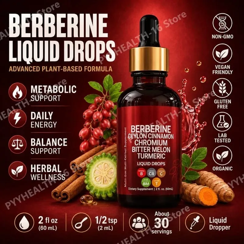 Berberine Liquid Drops Ceylon Cinnamon Chromium Bitter Melon & Turmeric Extract Multi-Ingredient Metabolic Support 60 ML — image 1