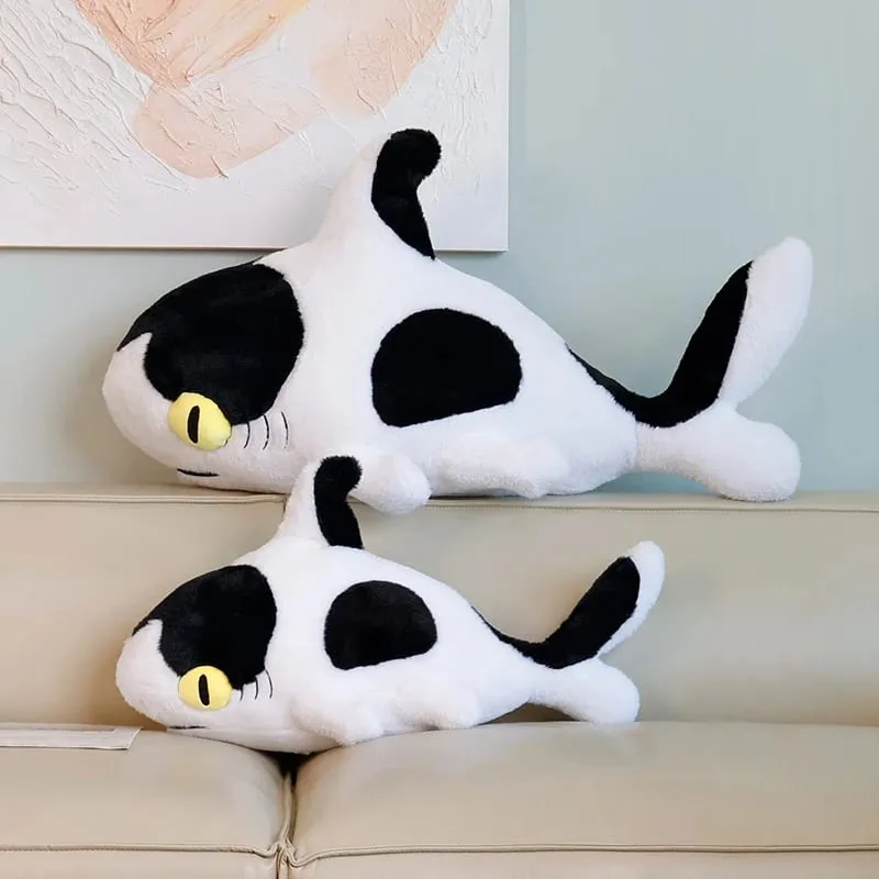 50/70cm Simulation Shark Plush Pillow With Cow Print Fluffy Decompression Cushion Home Decor Photography Prop Holiday Gift — image 6