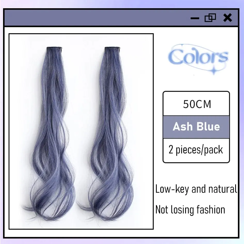 Parrucca sintetica per capelli ricci colorati da 2 pezzi/set da 50 cm, onda d'acqua, parrucca rosa/blu/viola per Halloween/Natale