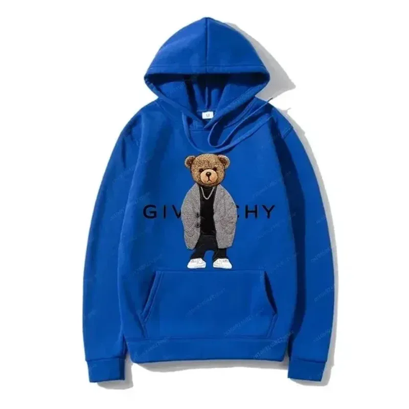 Men Women Unisex Autumn Winter Luxury Bear Print Hoodies Long Sleeve Fleece Pullover High Quality Free Shipping — image 12