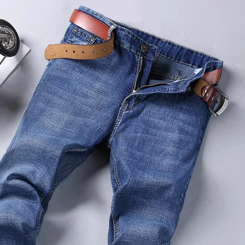 2-piece Set 2025 New WhinLEE Black and Blue Business Elite Jeans Micro Elastic Straightleg Multicraft High-quality Denim Pants