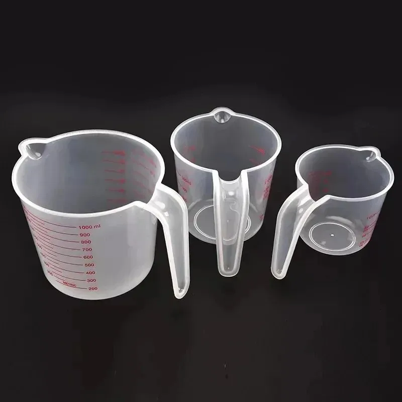 Kitchen Food Grade 0.25L 0.5L 1L Plastic Tip Mouth Pot Pour Spout Clear Measuring Cup Household Baking Scale Cup Kitchen Tool