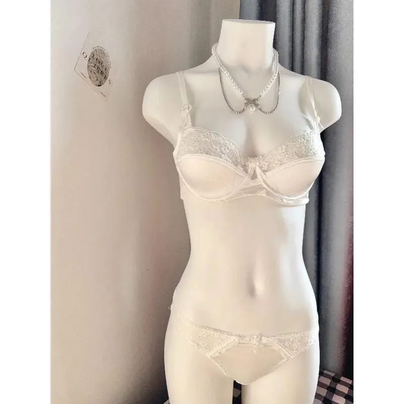 Popular Red Lace Minimizer Bra Set Ladies Half Cup Ultra Thin Big Bust Soft Support Bridal Party Honeymoon Night Out 32-38 Suit — image 2