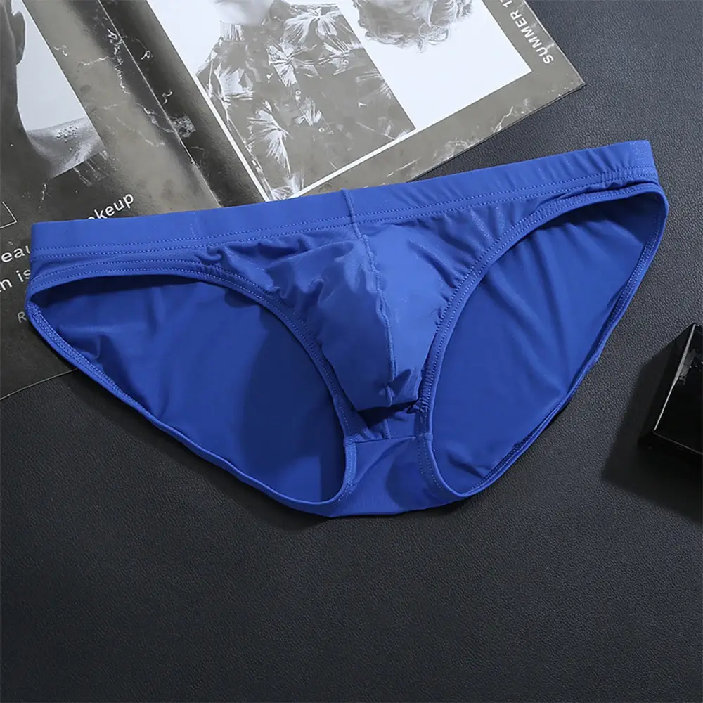 ชายผ้าไหมน้ำแข็งชุดชั้นในกางเกงBreathableต่ำเอวU-นูนUndershortsกางเกงขาสั้นสีทึบกางเกงผู้ชายกางเกง