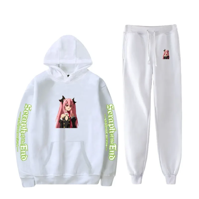 Harajuku Comfortable Seraph of the End Print Sweatshirt Sweatpants Suit Hoodies+ Trousers Suit Boys/Girls 2 Piece Set Clothes