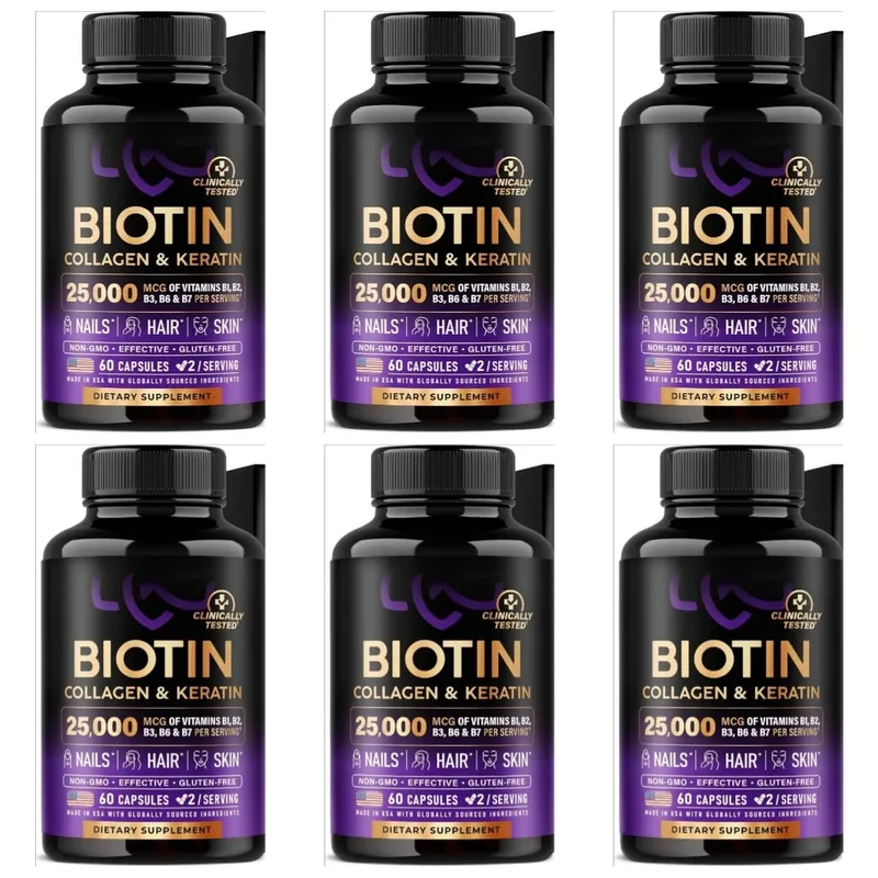 Biotin Collagen & Keratin Capsules with Hyaluronic Acid & B-Vitamins for Hair Skin & Nails Nourishment Support Adults 60 Caps — image 11