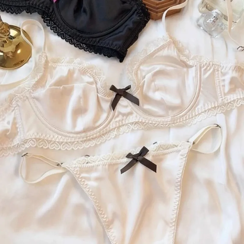 Ice Silk Brief Sets Comfort Underwear Women Sexy Lace Ultra Thin Push Up Bra Set High Quality Brassiere Breathable Lingerie