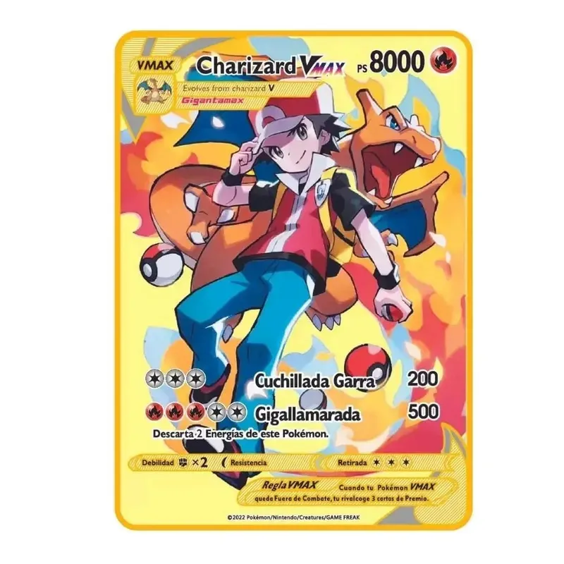 Pokemon Card Vmax Metal Pokémon Letters Pikachu Gx Mewtwo Charizard Vstar Anime Games Mga Laruan Golden Iron Playing Card Mga Regalo ng Bata