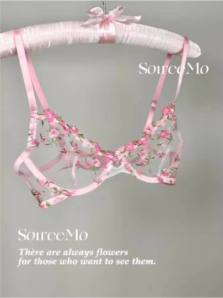European Maid Elegance Underwear Floral Lace See-Through Set 32-38AABB Romantic French Style Sensual Lingerie for Women MOYISU — image 5