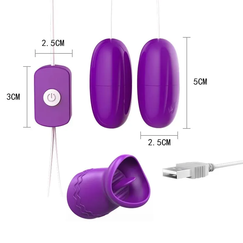 Two Balls Vibrator Tongue Licking Vibrating Jump Eggs Clitoris Stimulator Adult Product Sex Toys For Women Female Masturbation