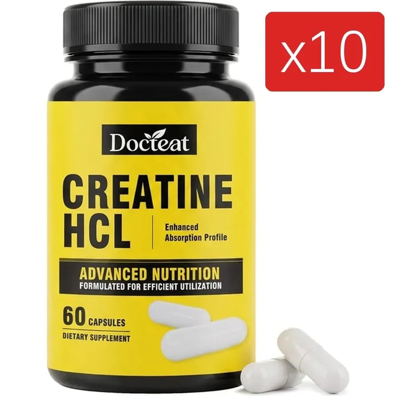 Docteat Creatine HCL Capsules with Vitamin B6 B12 & Cinnamon for Muscle Energy & Performance Support Adults 60 Capsules