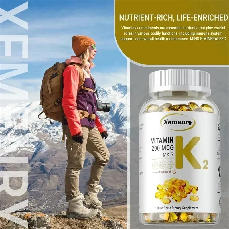 Vitamin K2 MK-7 Supplement - Understøtter Calcium Absorption Knogler Ledimmunitet og hjertesundhed Let at sluge