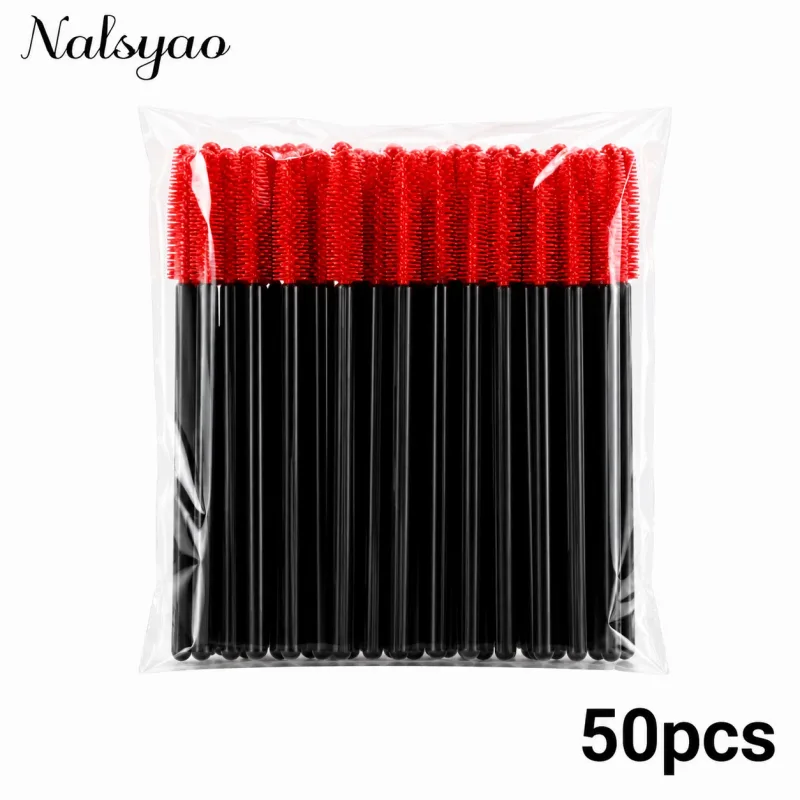 50 Pcs Disposable Silicone Mascara Stick Applicator Eyelash Extension Makeup Tools Eye Eyelashes Brushes Lash Makeup Brush