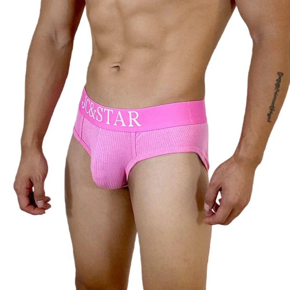Cuecas masculinas atléticas com design de corte alto, cuecas de algodão com nervuras, conforto esportivo para homens, biquíni deslizante, tanga