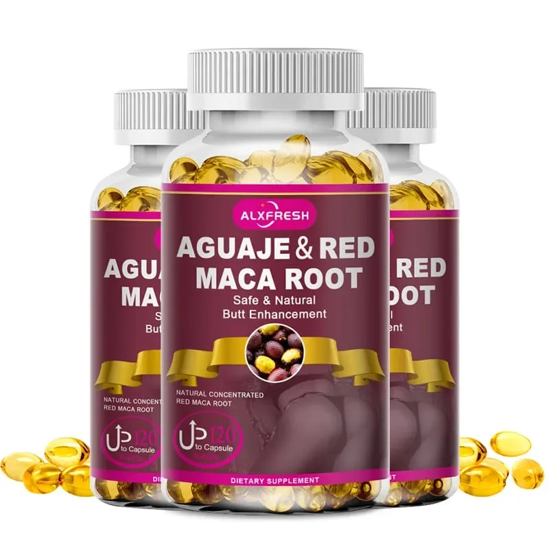 Alexfresh Organic Aguaje com extrato de raiz de RedMaca - 1000 mg por porção - Cuidados com as nádegas femininas - Extrato potente