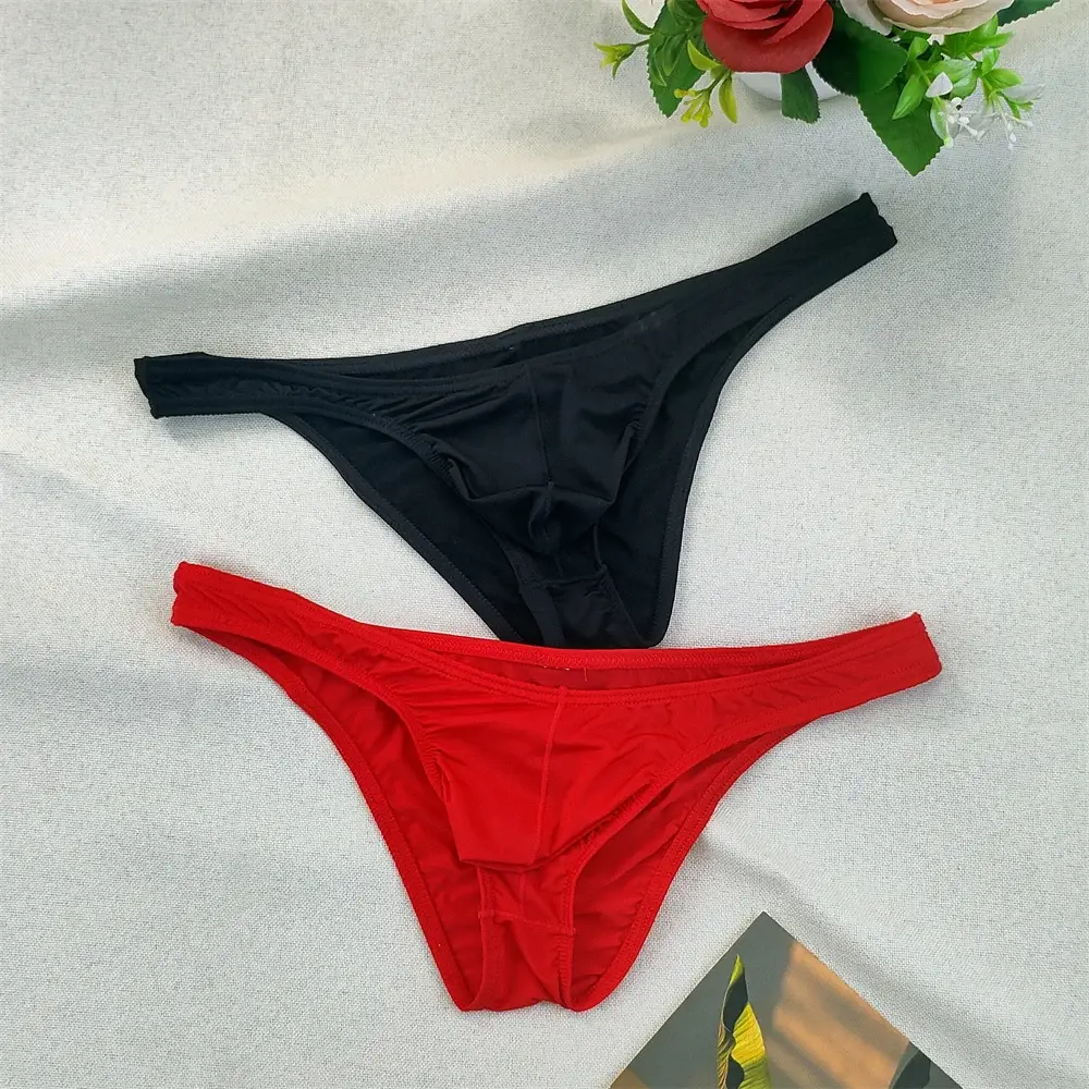 Men's Ultra-low Waist Bugle Pouch Bikini Briefs Sexy Tight Transparent Underwear Male Ice Silk Ultra-thin Underpants Plus Size — image 2