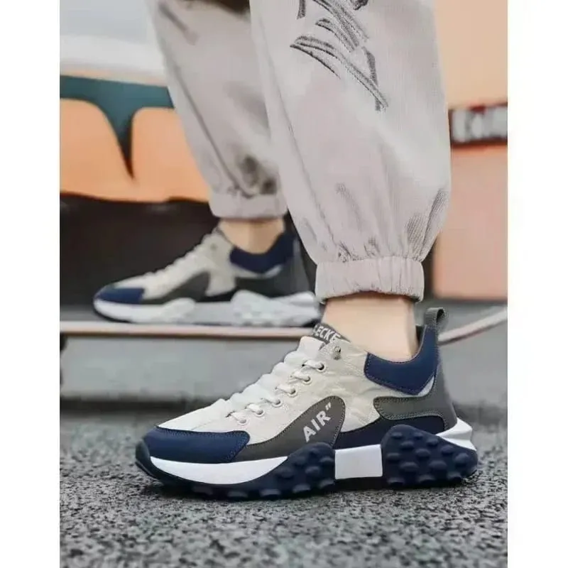 / Stylish Men's Vulcanize Shoes for Leisure and Running in 2025/ Thick-Soled Casual Sneakers/