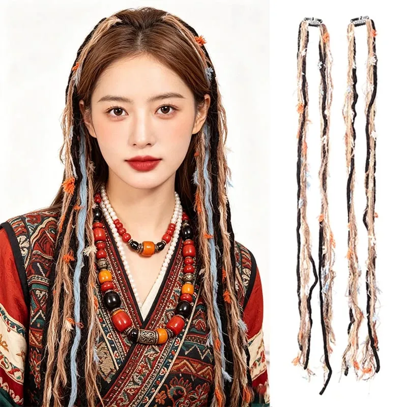 Synthetic Plush Maillard Colored Long Tassel Headband Bohemian Hair Accessory Suitable for Women's Parties — image 8