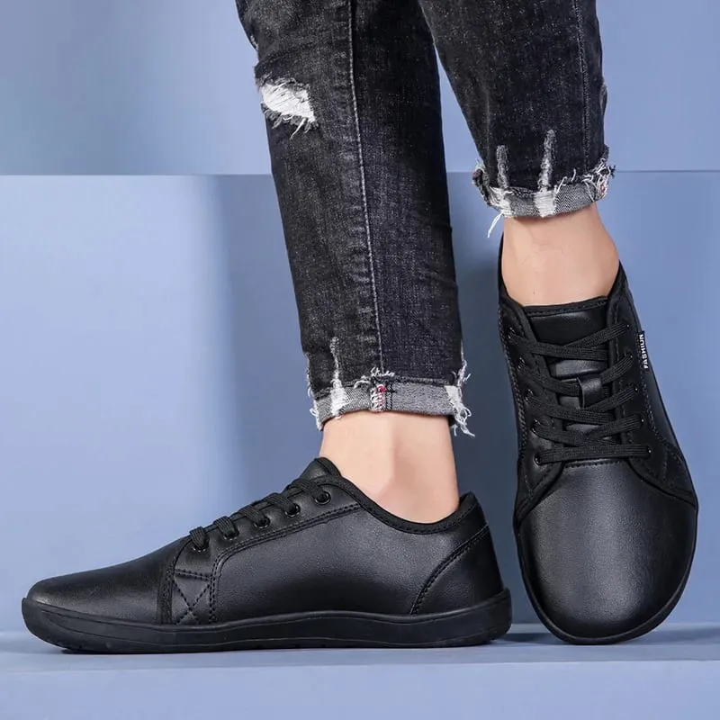 Oiaano Wide Toe Men Minimalist Shoes Comfortable Sneakers Leather Casual Shoes Black Slip On Leisure Loafers Drive Office — image 6