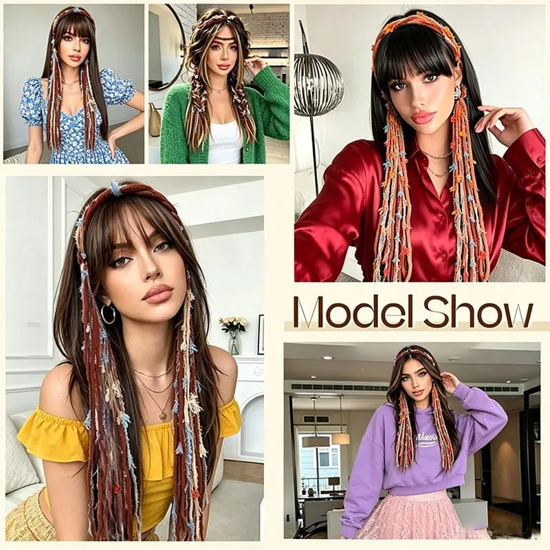 Synthetic Plush Maillard Colored Long Tassel Headband Bohemian Hair Accessory Suitable for Women's Parties — image 2