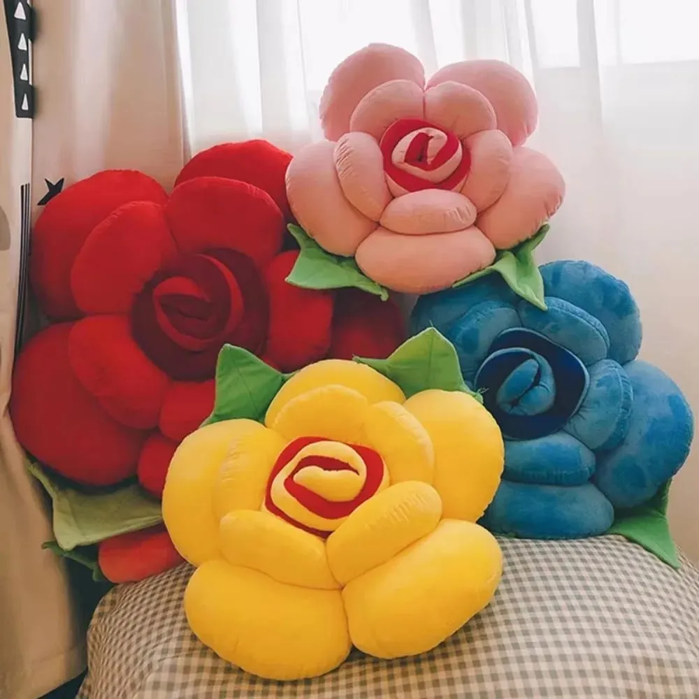 New Large Rose Shaped Pillow Simulated Plush Sofa Flower Cushion Colorful Car Interior Cushion Home Decor