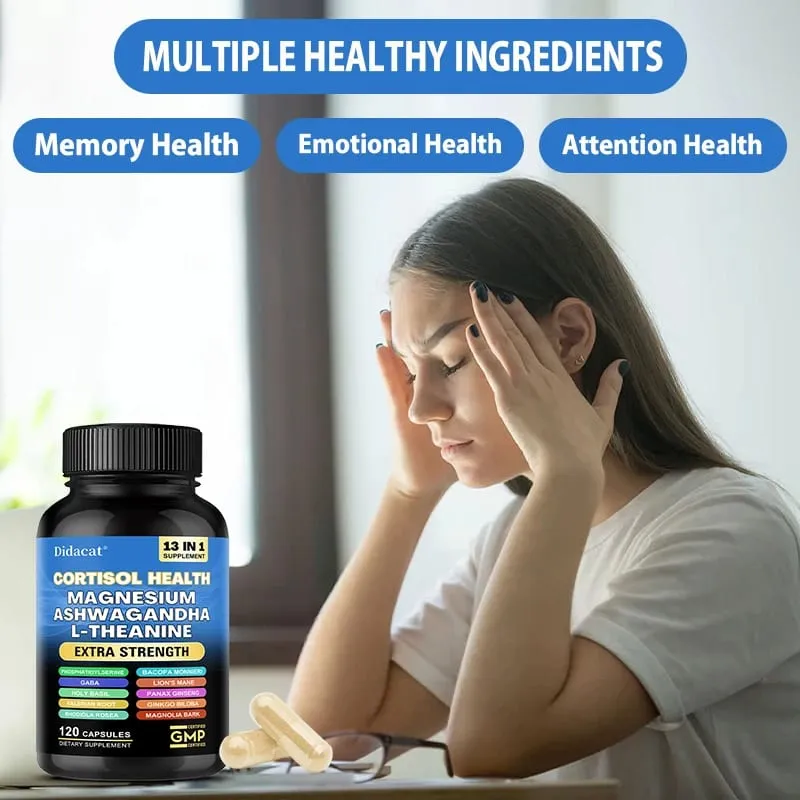 Corti-Soothe Cortisol Capsules Magnesium Ashwagandha Lower Stress Stabilize Mood Support Adrenal Health & Restful Sleep
