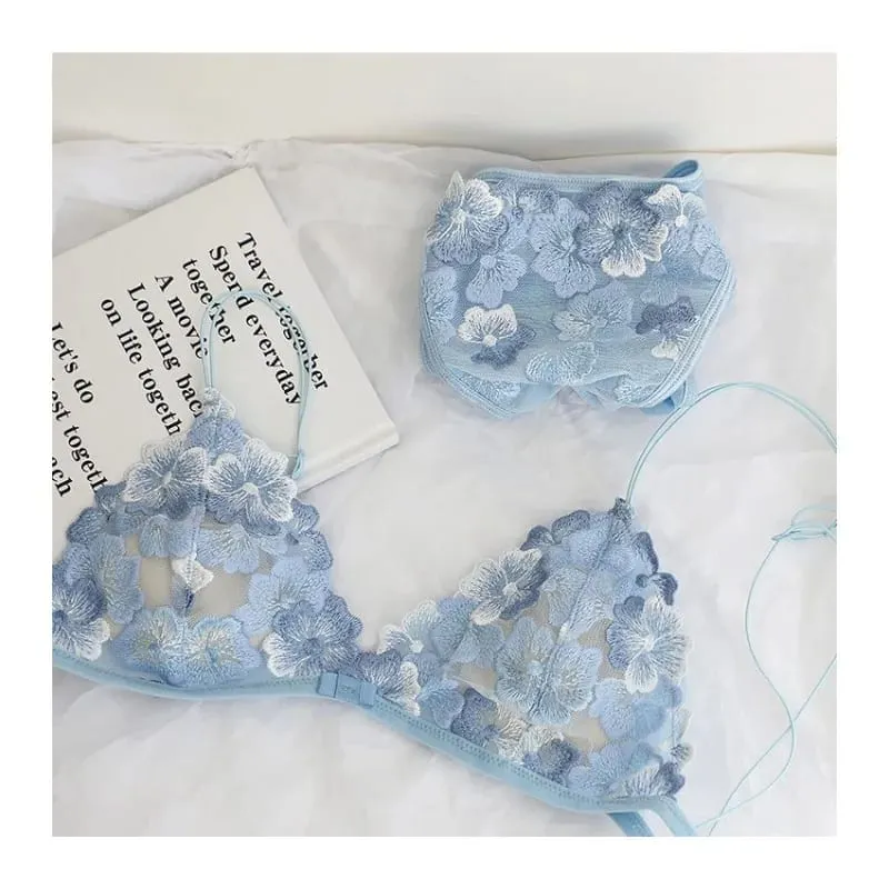 Ultra Thin Bralette for Small Bust Women French Lace Embroidery Wireless Comfort Sexy Back Beauty Everyday Bra Set BANERDANNI — image 5