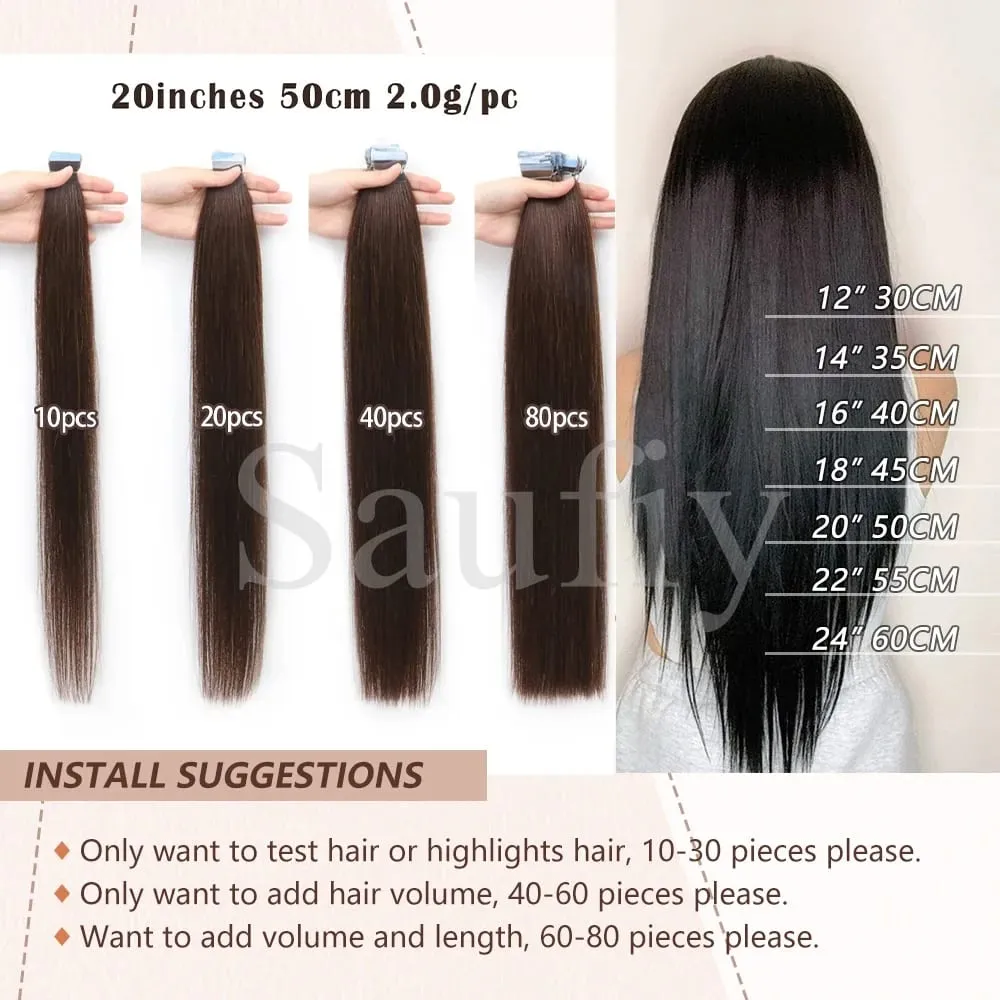 12-20inches Natural Blonde Mini Tape in Human Hair Extensions Double Side Invisible Seamless Tape Ins Hair 10pcs/Pack Natural Straight Black Blonde Balayge Brown Mini Tape In Hair — image 8