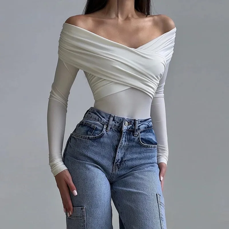 Red Sexy New Women's Bodysuits Spring Backless Corset Slim Fashion Crossed Bodysuits Long Sleeves Casual Female Elegant Rompers