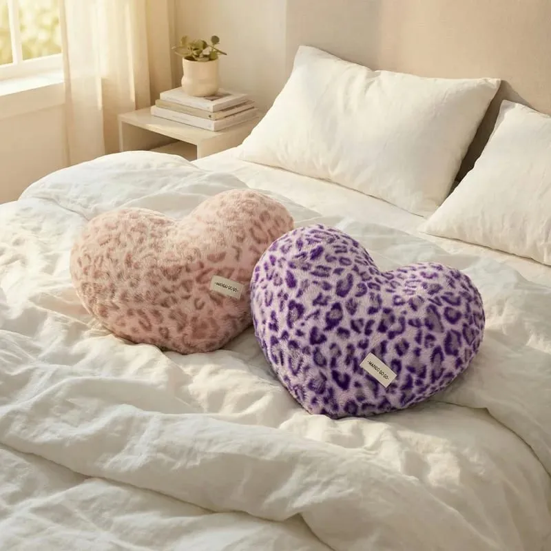 40x35cm Leopard Print Pillow Love Heart Soft Stuffed Plush Warm Sofa Cushion Romantic Valentine's Day Gifts Home Decor For 2026