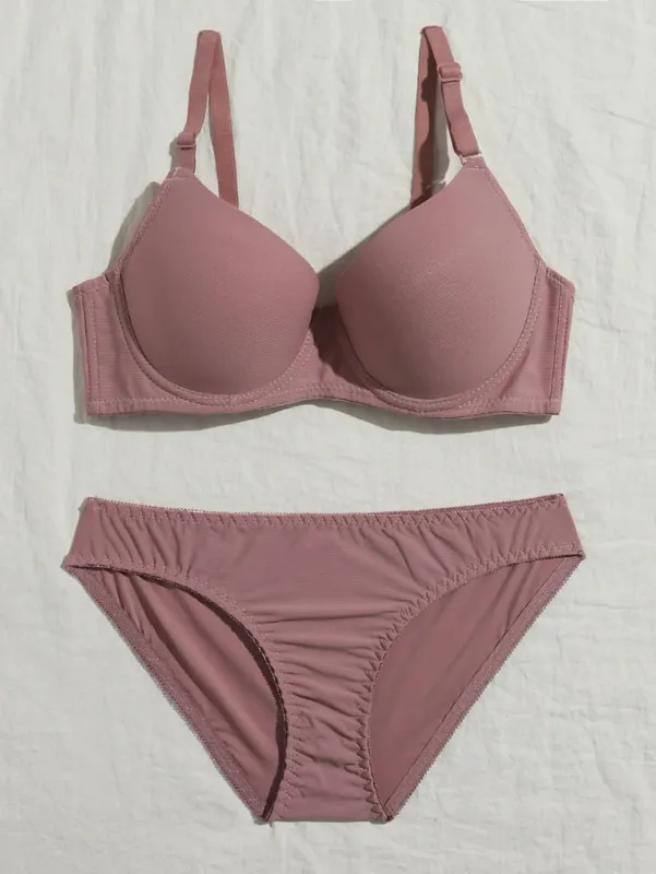 Solid Underwire Lingerie Set Underwear Panty Sets Women Push Up Bra with Steel Ring Intimates Underwear Suit — image 9