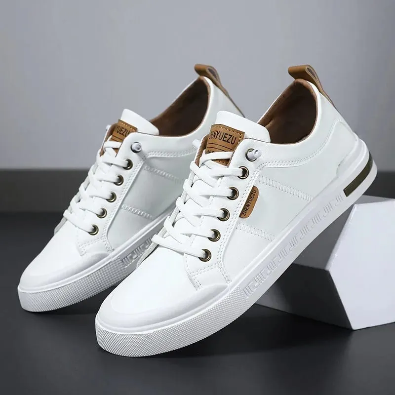New Men's Low-Top Leather Sneakers Soft Durable White Casual Shoes Trendy Versatile Skate-Inspired Footwear Custom Casual Shoes