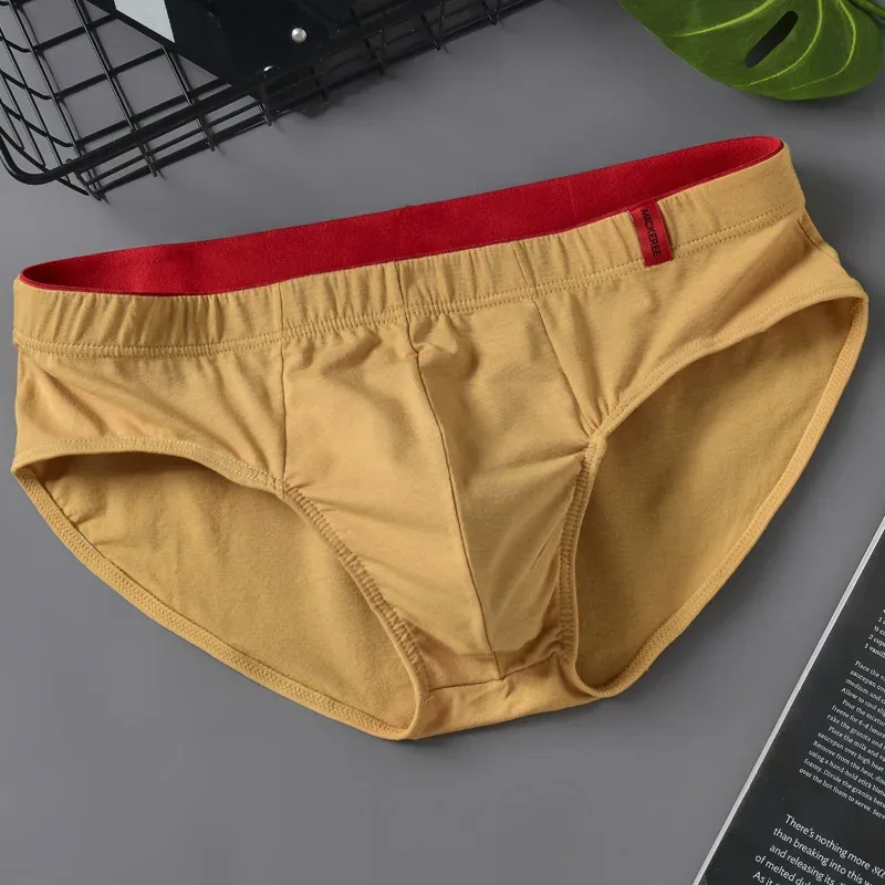 Men Briefs Solid Color Cotton Youth Briefs Waist Comfortable Sexy Explosion Trend Breathable Underwear Sissy Panties — image 16