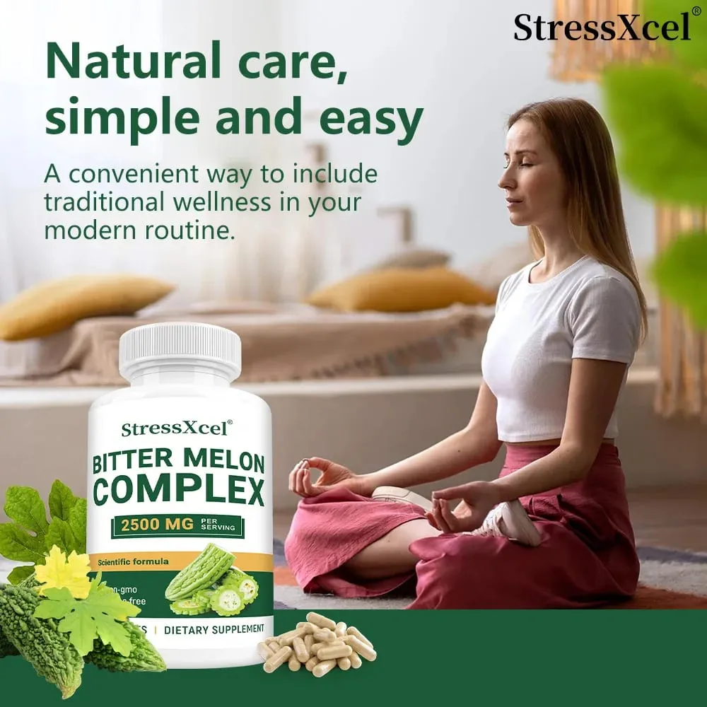 Bitter Melon Extract 2500mg Capsules Supports Blood Sugar Balance Metabolism Digestion Metabolism Skin Health & Detox
