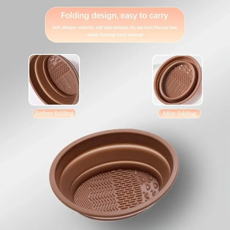 1 piece of foldable silicone makeup brush cleaner; Reusable; Portable cleaning tool suitable for makeup brushes and powder puffs — image 5