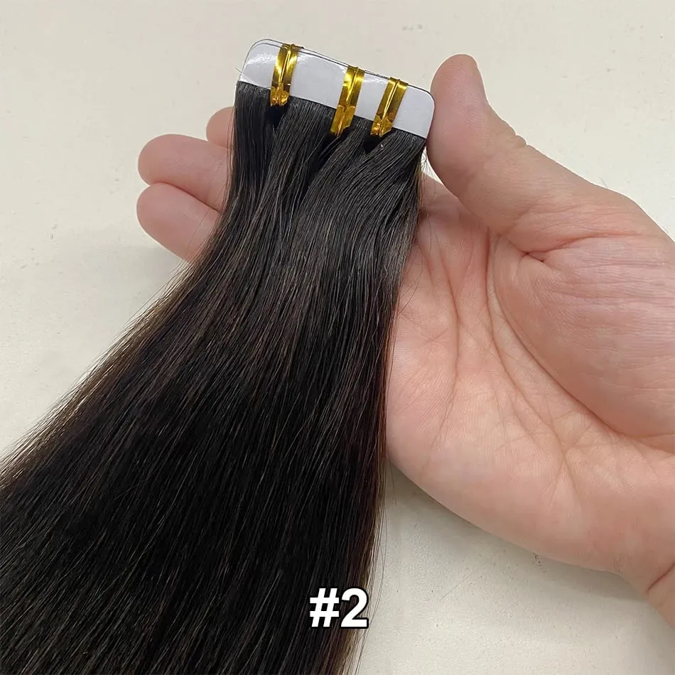 Luckinghair Wholesale 100% Virgin Double Drawn Straight Invisible Human Hair Tape in Extensions Wave Style — image 8