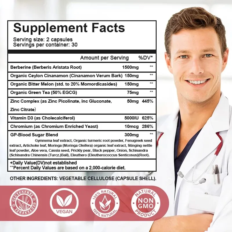 Berberine Capsules - Cardiovascular and Digestive Health Balance Liver Digestion Health with Ceylon Cinnamon Supplement — image 5