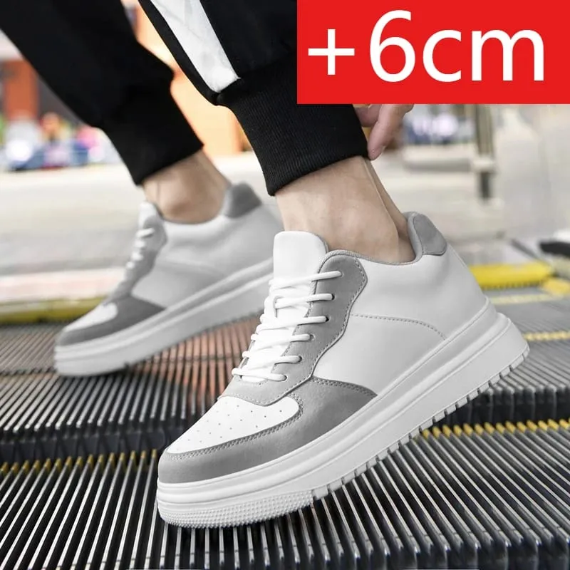 Nové boty zvyšující výšku pro muže 10 cm tenisky s neviditelným výtahem bílé kožené sportovní Zapatillas De Hombre velká velikost 46
