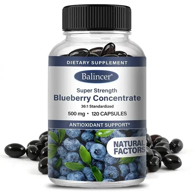 Super silný borůvkový koncentrát 500 mg tobolky 120 měkkých gelů pro zdraví očí vitamíny antioxidanty doplněk zdravého zraku