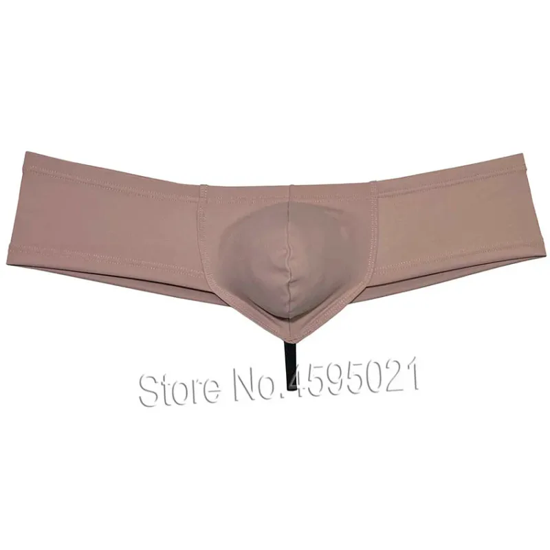 Men's Sexy Low Rise Mini Briefs Panties Solid String Crotch Brazilian Bikini Underwear Solid Enhance Pouch Boxer Briefs for Men