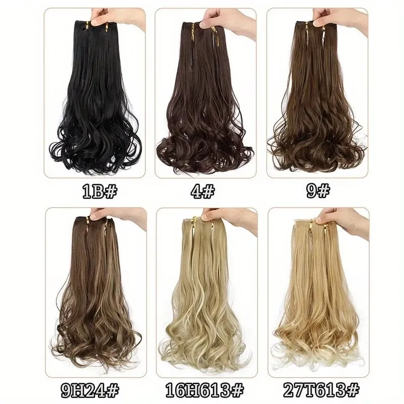 Synthetic 14Inch 4pcs/set Short Beach Wavy Curly Clip In Hair Extensions Heat Resistant Hairpiece For Women Daily Use — image 3