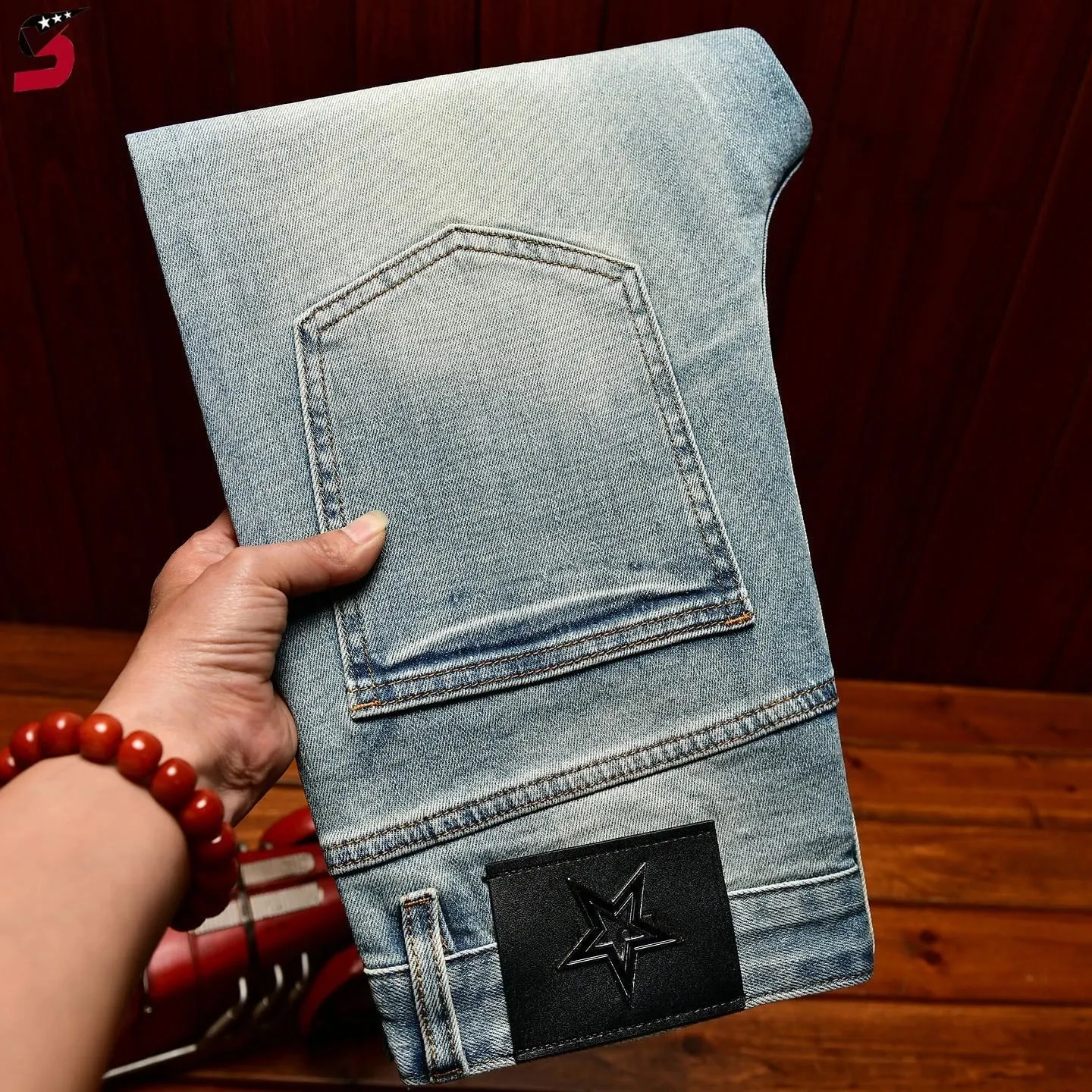 Jeans Men's Summer High-end Cotton Stretch Slim Fit Skinny Pants Washed Casual All-match Fashion Denim Trousers — image 4