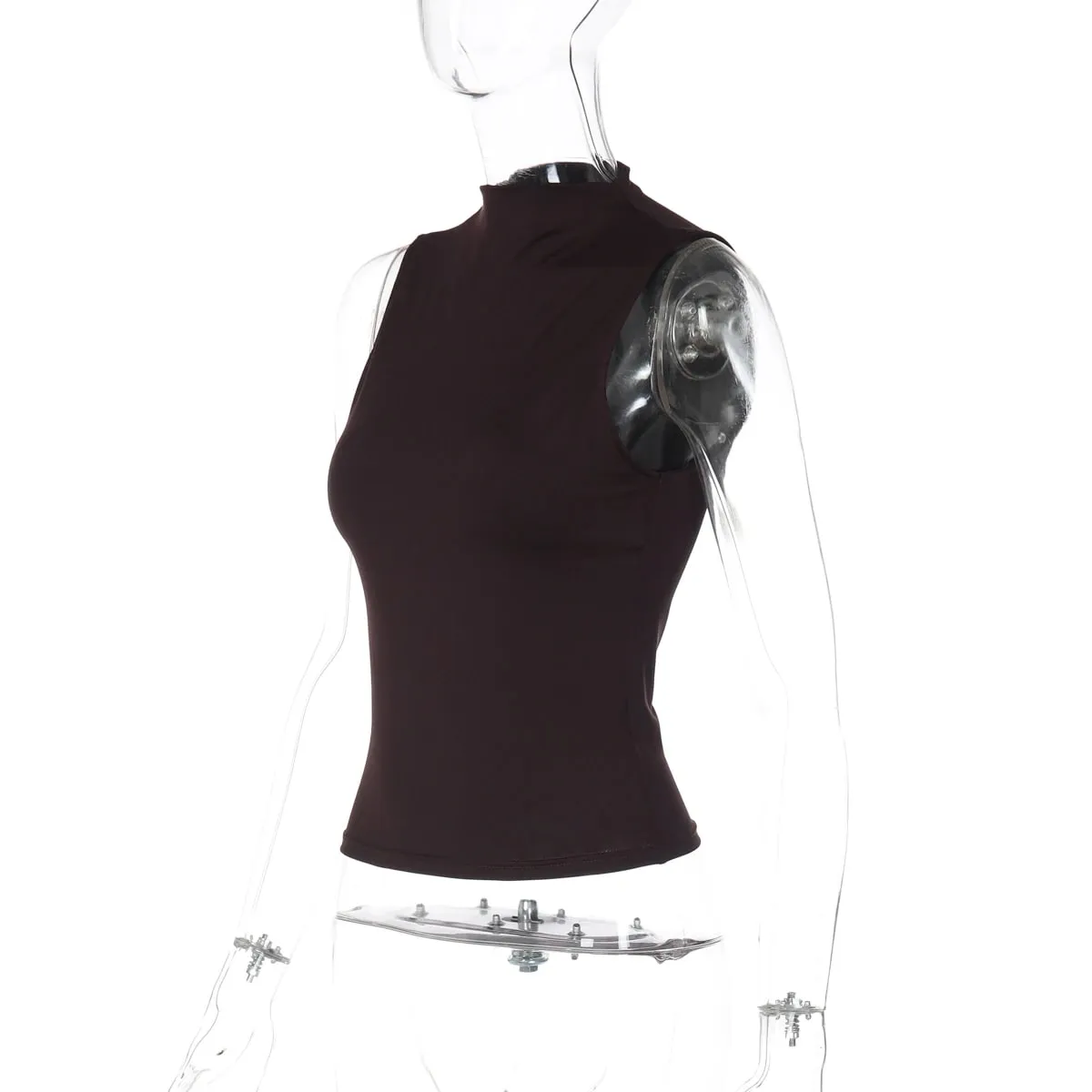 Hugcitar Women'S Fashion Solid Turtleneck Solid Sexy Crop Tank Top Summer Female Casual Outfit Streetwear Party Wholesale — image 8