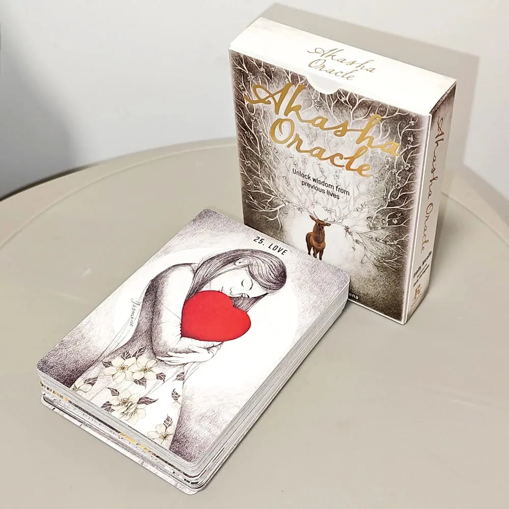 Akasha Oracle Deck 50 Cards To Unlock Past Life Wisdom Akashic Records Printed on 350GSM Double-embossed Cardstock 10.5x7.5cm
