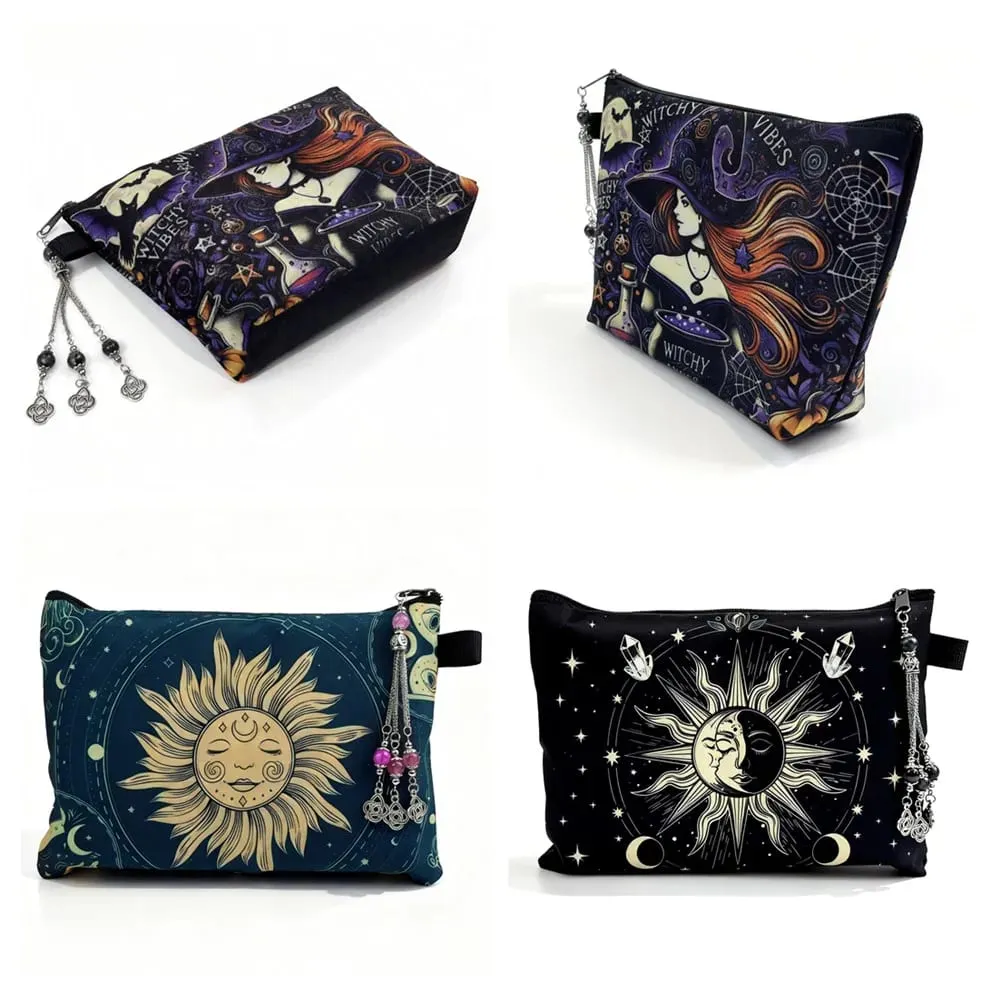 Tarot Cards Pouch Storage Witch Divination Accessories Jewelry Astrology Dice Makeup Bag L791