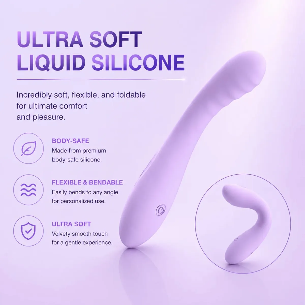 Vibrator for Women Ultra Soft Liquid Silicone Skin Friendly Flexible Rechargeable Waterproof Powerful Vibration Massage Sex Toy — image 3
