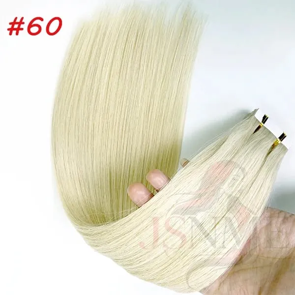 Straight Tape In Hair Extensions Invisible 100% Really Human Hair Tape Ins Black Brown Blonde 16-24 inch For Salon
