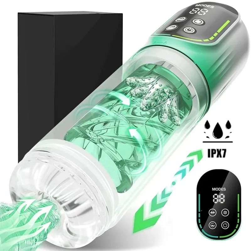 Automatic Male Masturbator 7 Thrusting Rotation Sucking Licking Function LED Display Vacuum Penis Pump Sex Toys for Men