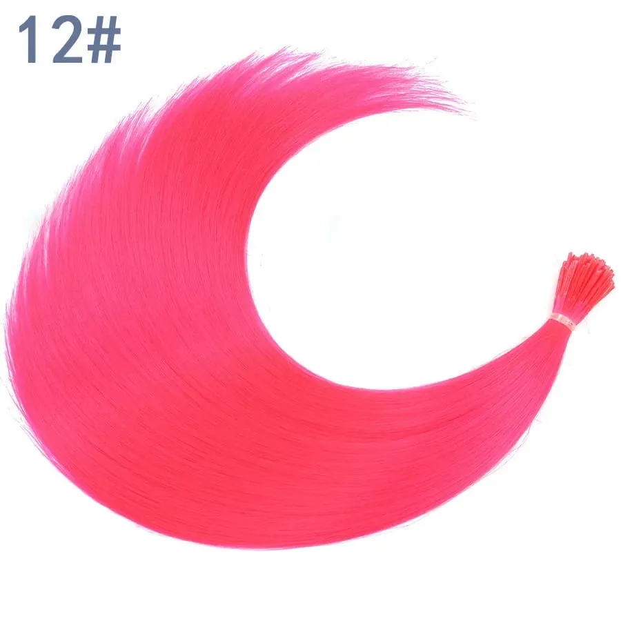 50 Strands/Pack Synthetic Colored I-Tip Stick Hair Extensions Straight Hair 16 Inch For Women High Temperature Fiber Hairpieces — image 18